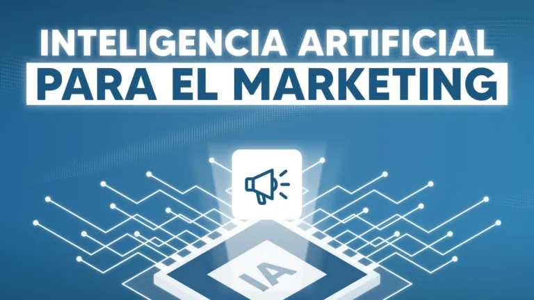 Portada del curso Inteligencia Artificial para el Marketing, con un megáfono sobre un chip de circuitos