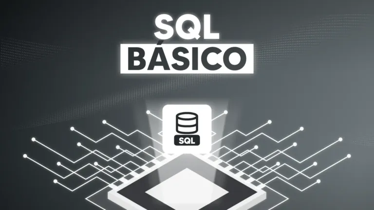 Portada del curso SQL Básico, con el ícono de una base de datos SQL sobre un chip de circuitos