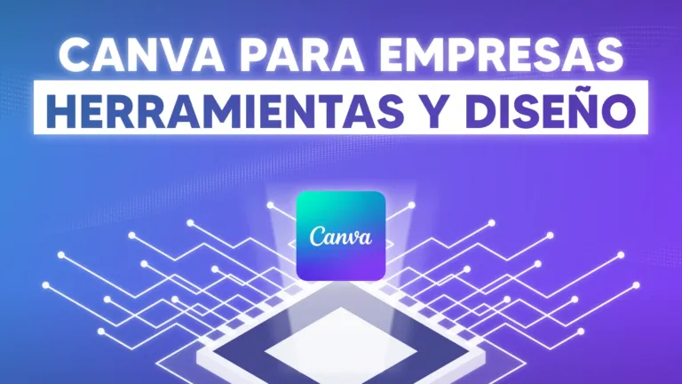 Portada del curso Canva para los Negocios, con el logo de Canva sobre un chip de circuitos